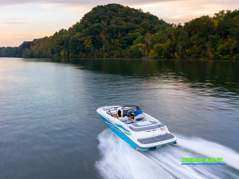 bayliner vr5 cruising on a lake