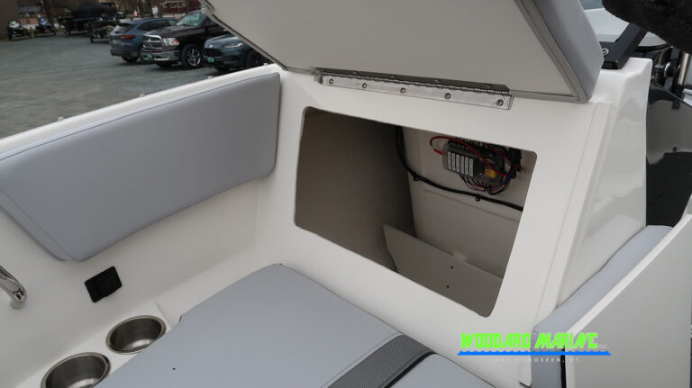 Bayliner V20 storage compartments open Vermont