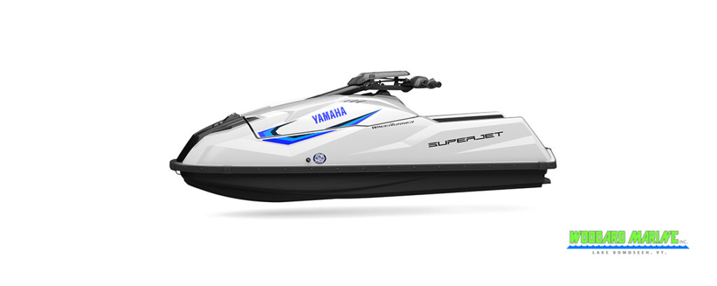 Yamaha SuperJet WaveRunner incoming at Woodard Marine on Lake Bomoseen Vermont built for stand-up freestyle riding and responsive performance.