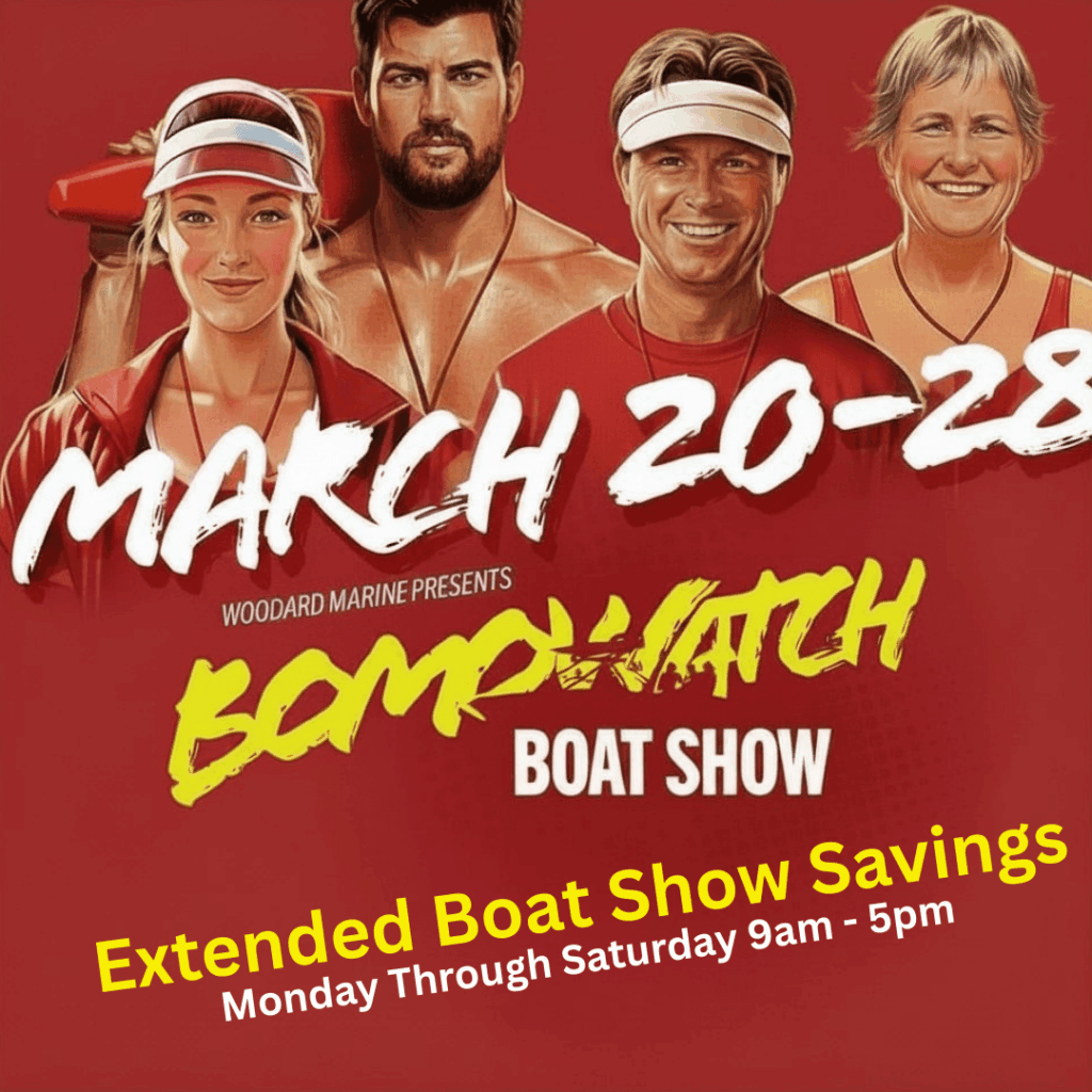 Bomowatch Boat Show Extended near Lake George NY with boats on display at Woodard Marine