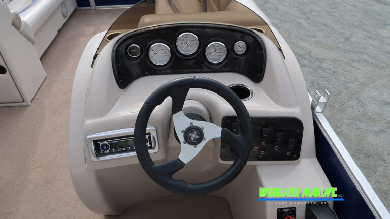 Sweetwater pontoon dashboard gauges close up used pontoon Lake George