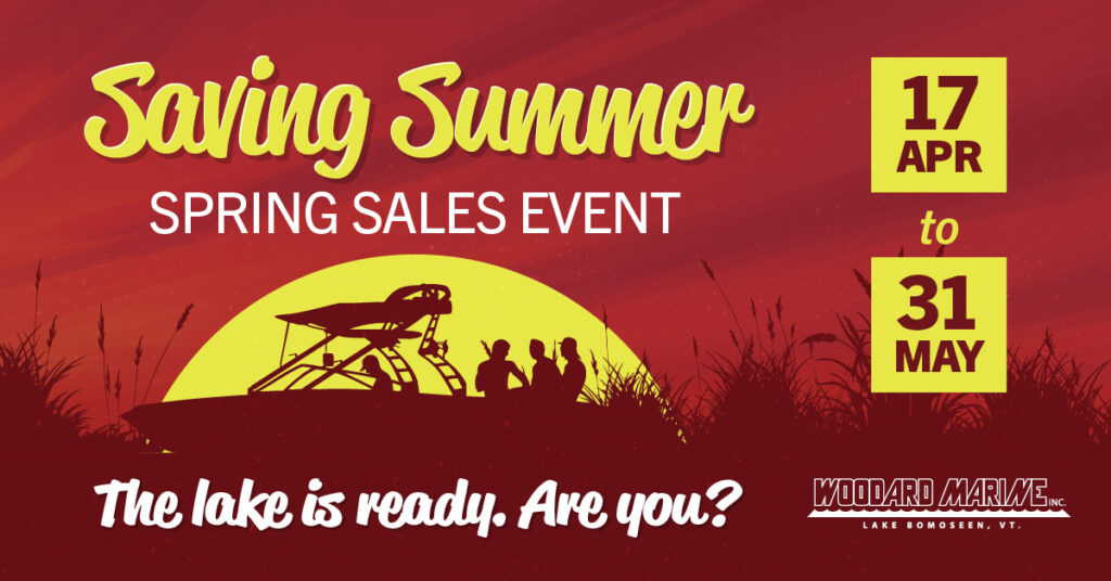 Saving Summer Spring Sales Event banner at Woodard Marine